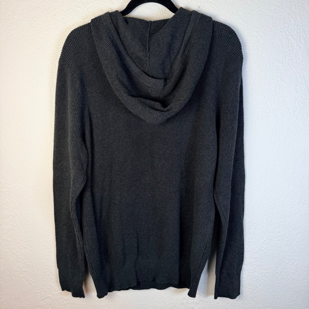 NEW Quince Mens M Organic Cotton Cashmere Waffle Hoodie Charcoal Grey Quiet Lux - Picture 2 of 7
